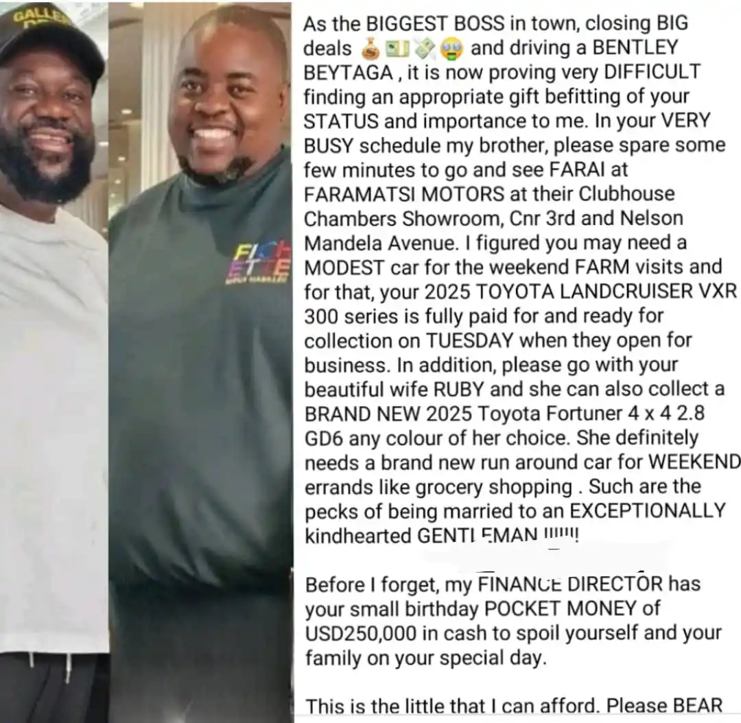 Image from News Zimbabwe: 🇿🇼NEWS>>>>Zimbabwean multimillionaire Sir Wicknell gifts his longtim...