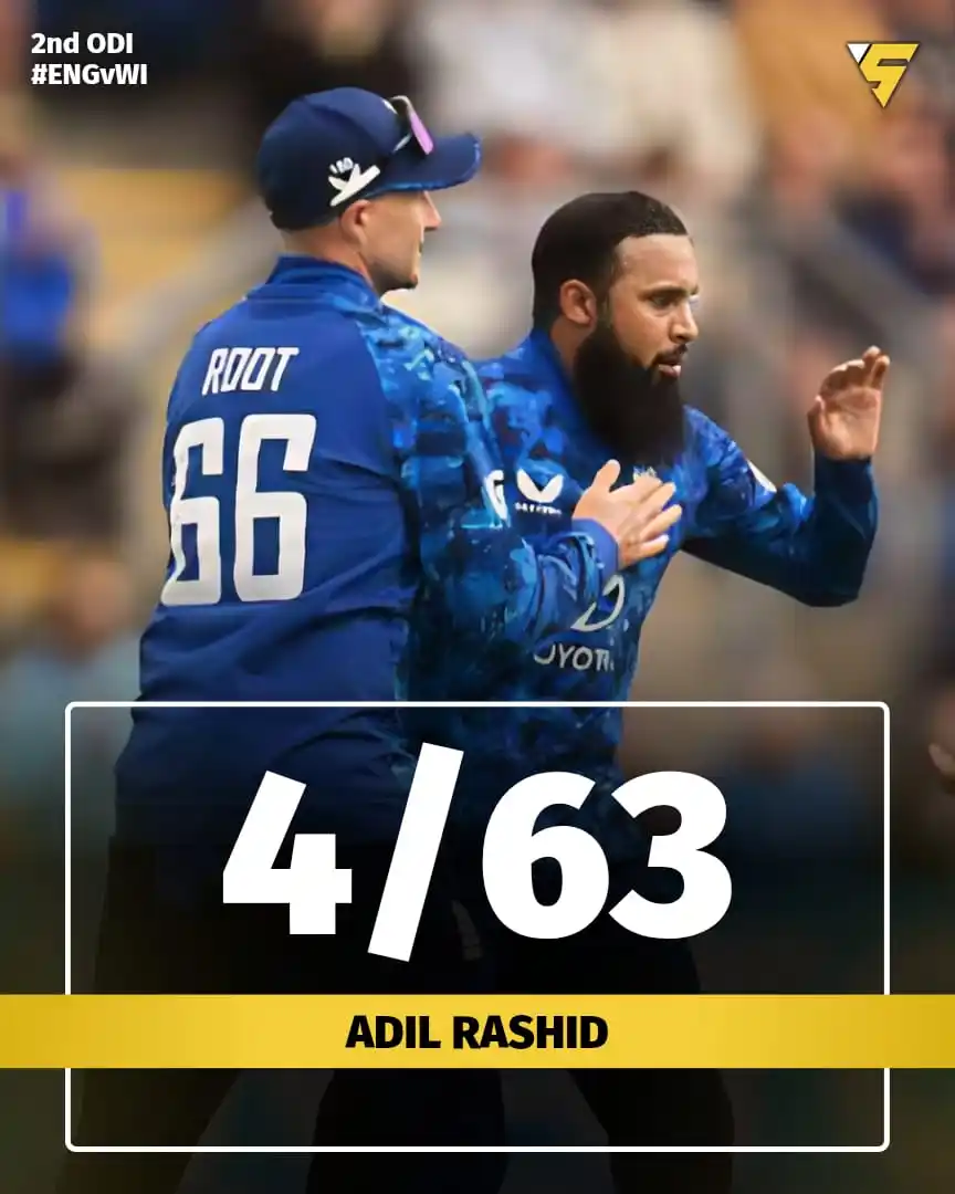 Image from Sportify©️: Adil Rashid spins a web with figures of 4️⃣/6️⃣3️⃣ in the 2nd ODI! 🌀�...
