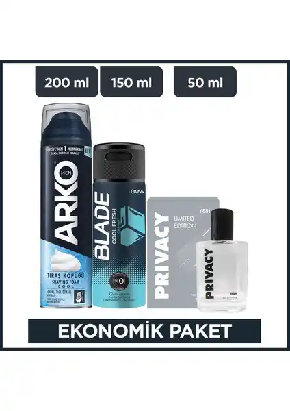 Image from Taze Fırsat: Bütçeni Rahatlat! 💸: Arko Men Cool Tıraş Köpüğü - Privacy Men Limited Edition Edt Parfüm - ...