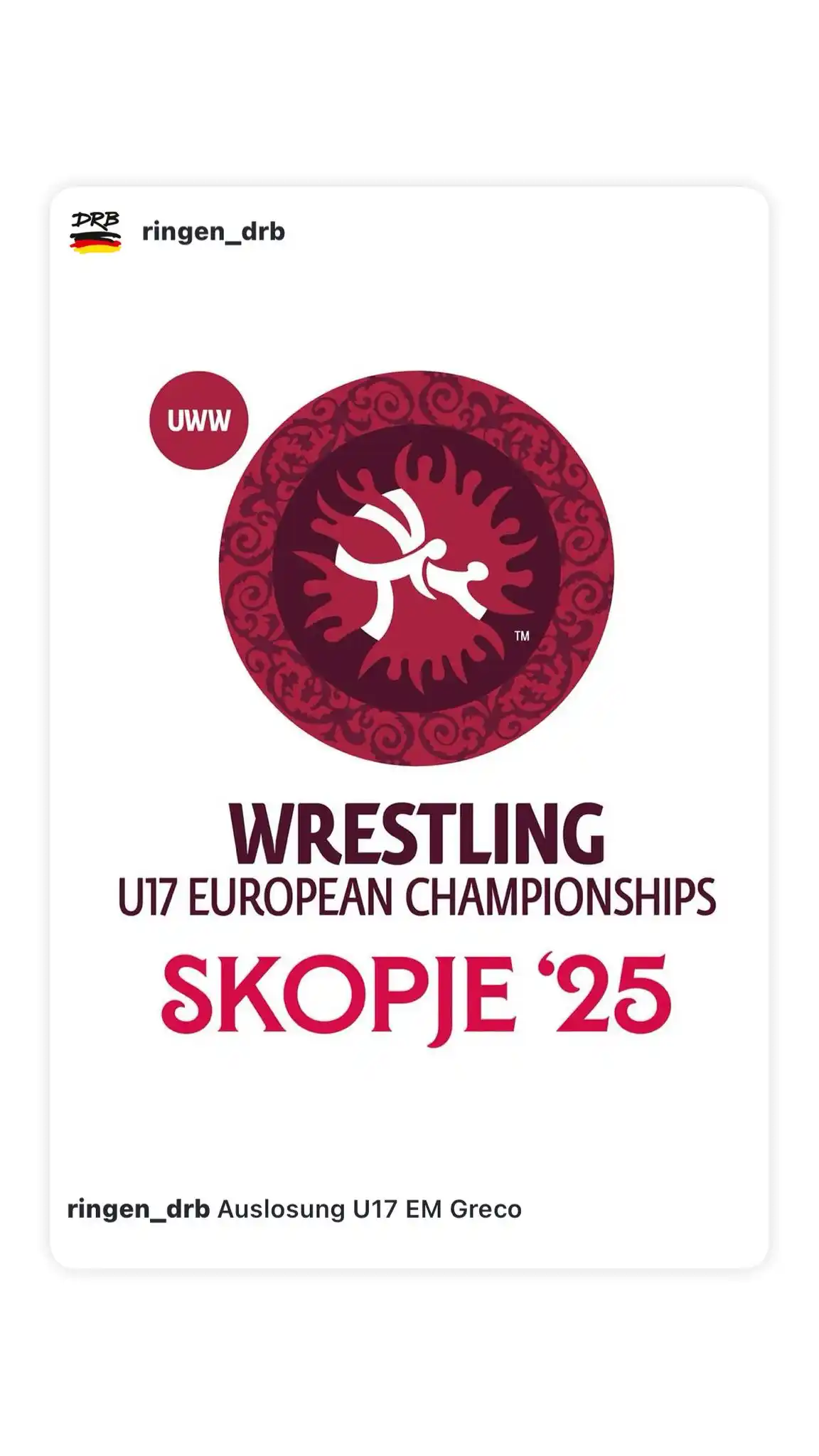 Image from DRB: Auslosung U17 EM Greco 48kg Samuel Puscas 1/8 Finale gegen SEMIANENKA ...