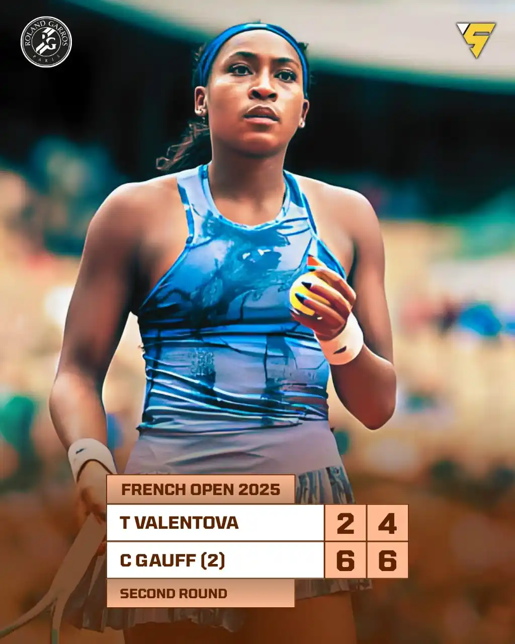 Image from Sportify©️: Coco Gauff shines bright in Paris! 🌟🇺🇸 The No. 2 seed powers into...