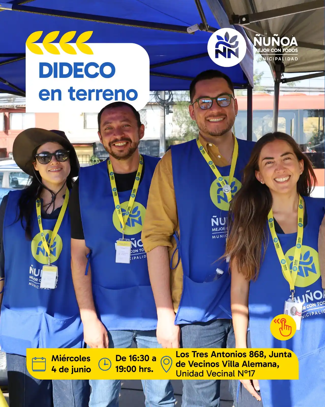 Image from 📢 #ÑuñoaAlDía • Sector 2: 📍 *DIDECO en terreno, este miércoles 4 de junio* ¡Acércate y realiza...