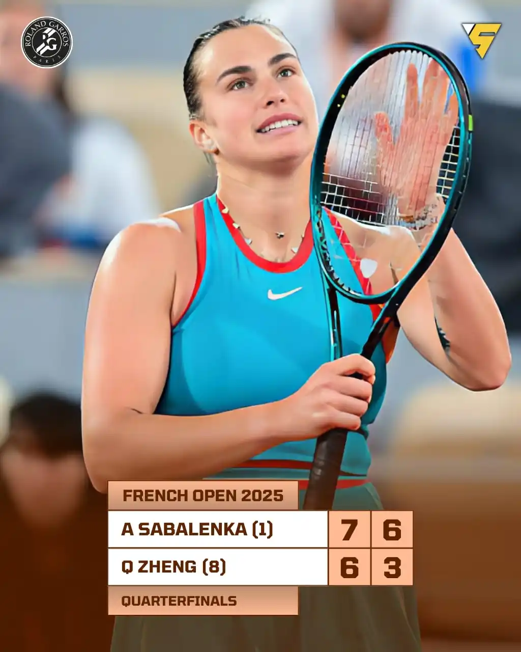 Image from Sportify©️: 🔥 Dominant performance from World No.1 Aryna Sabalenka as she powers ...