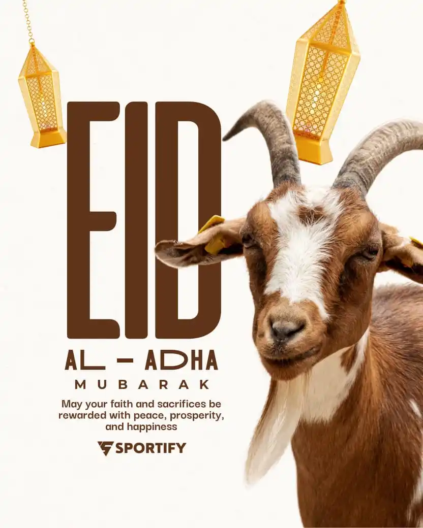 Image from Sportify©️: 🕋 Eid-ul-Adha Mubarak from the Sportify Family! 🌙✨ A day of faith, ...