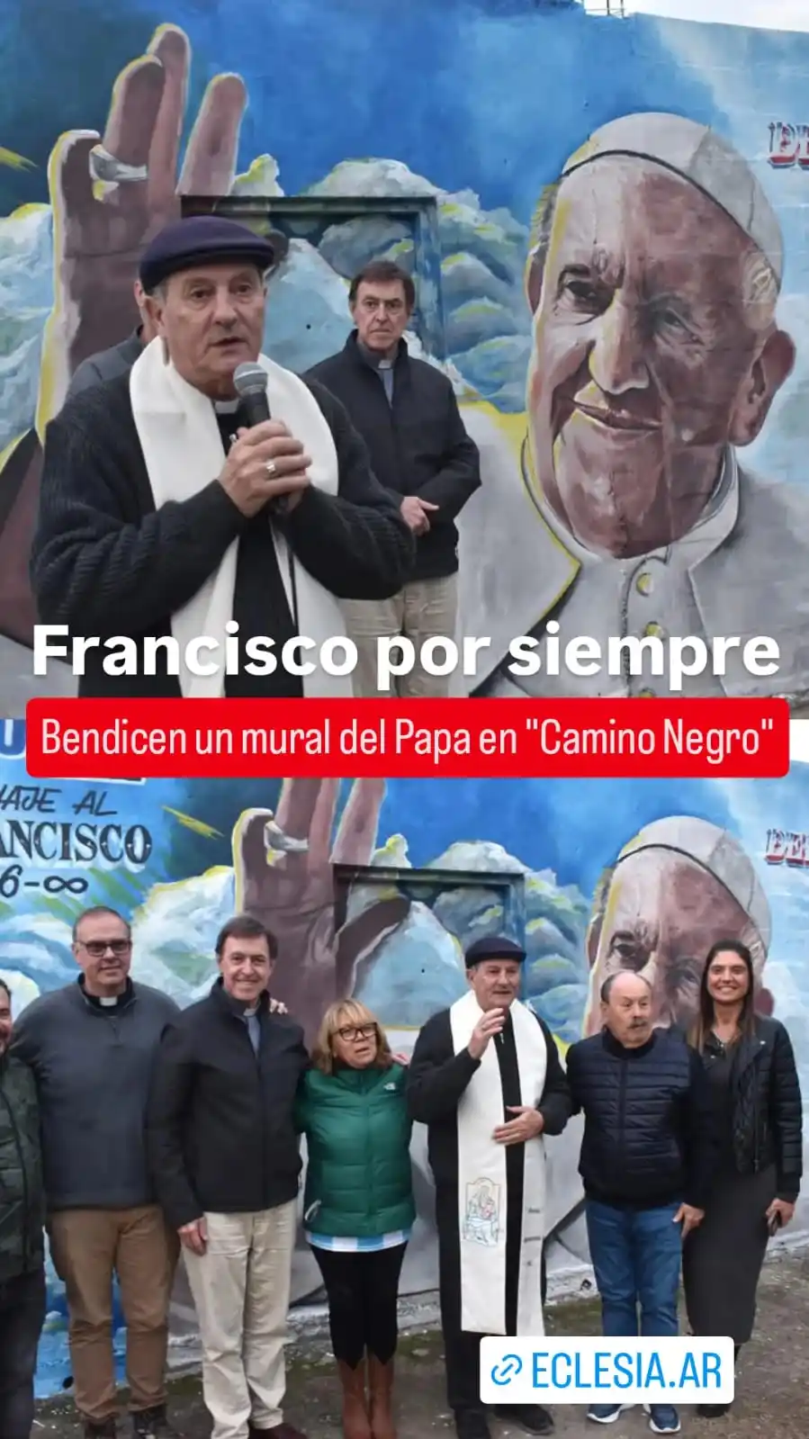 Image from Eclesia: *FRANCISCO POR SIEMPRE: EL OBISPO BENDICE UN MURAL DEL PAPA EN “CAMINO...