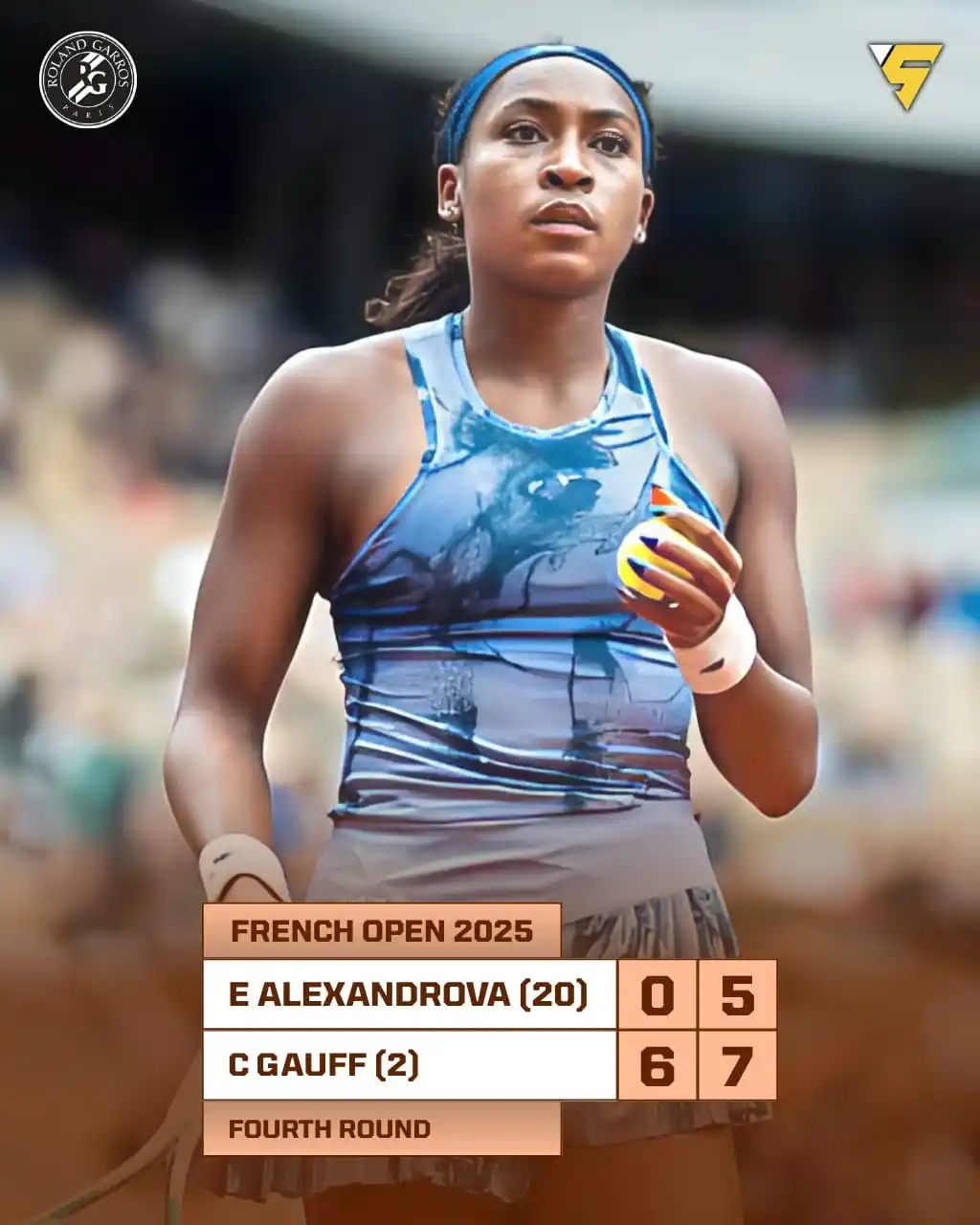 Image from Sportify©️: Gauff (2) glides into the quarterfinals with a straight-sets win! 🎾 ...