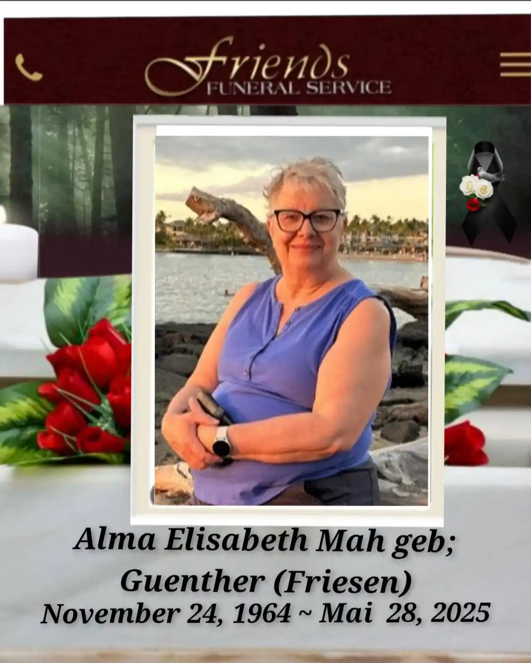 Image from Dodesnurecht Schennel: Gestorben ist den 28sten May 2025. Frau Terrance James Mah,(Wong) gebo...