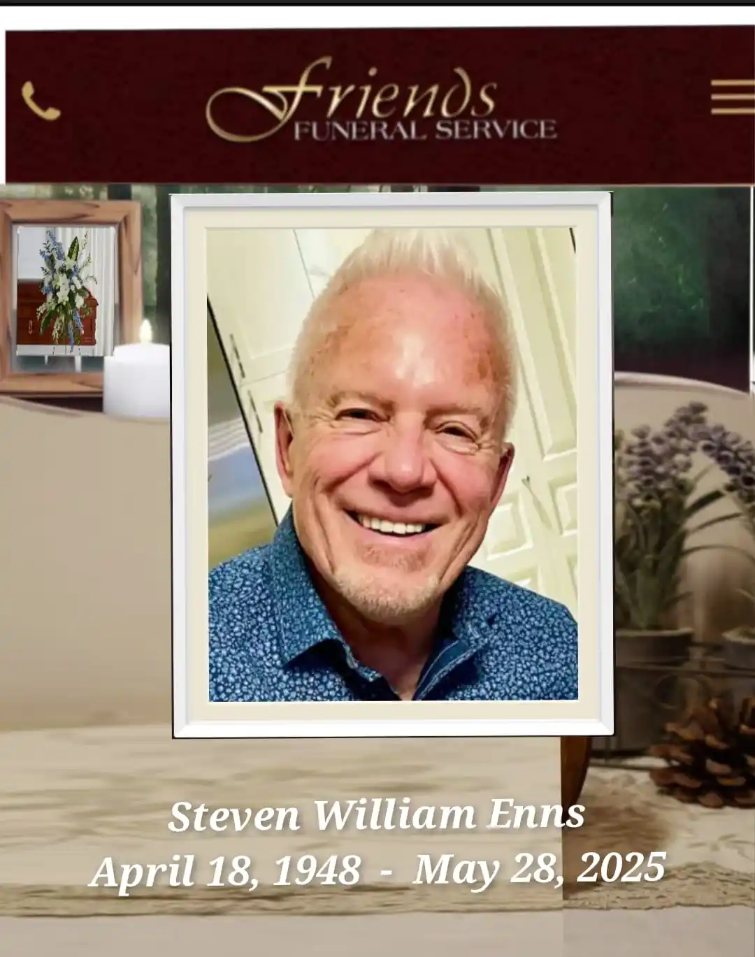 Image from Dodesnurecht Schennel: Gestorben ist den 28sten May 2025. Steven William Enns, im Alter von 7...