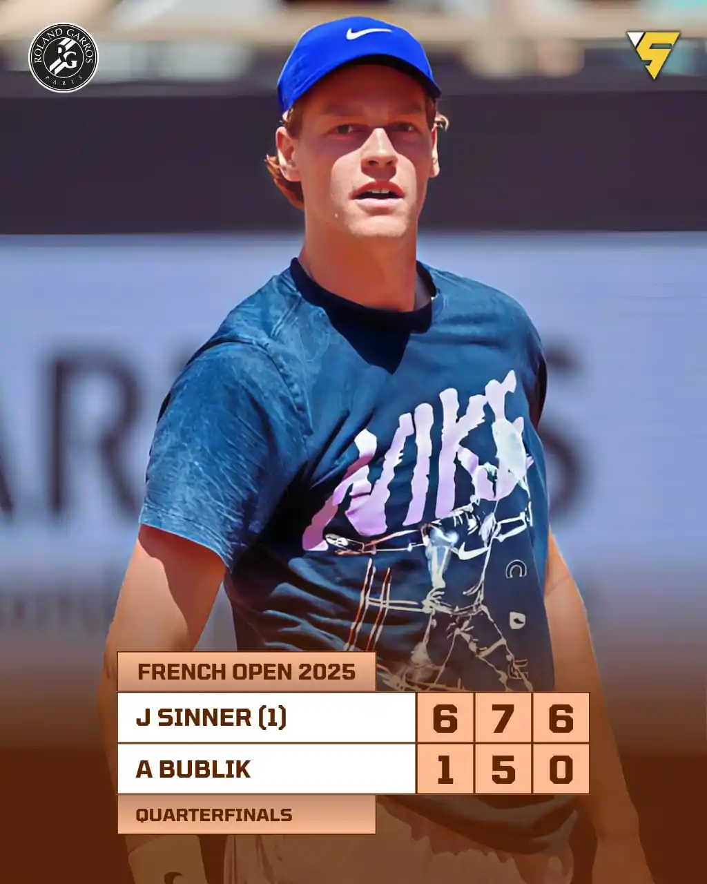 Image from Sportify©️: 🔥 Ice-cold precision from World No.1 Jannik Sinner! 🇮🇹 He powers ...