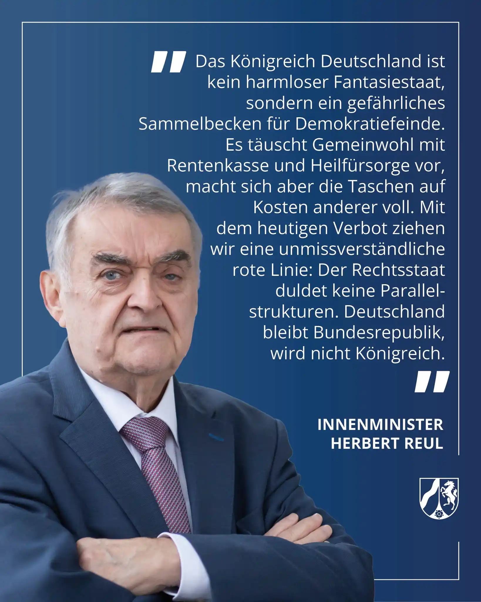 Image from Ministerium des Innern des Landes NRW: Innenminister Herbert Reul zum Verbot des Vereins "Königreich Deutschl...