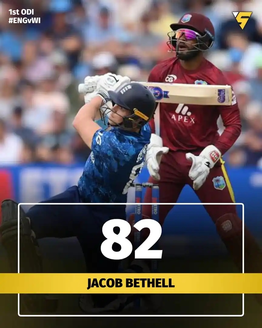 Image from Sportify©️: Jacob Bethell makes his mark! 🌟 A brilliant 82 runs🔥 in the 1st OD...