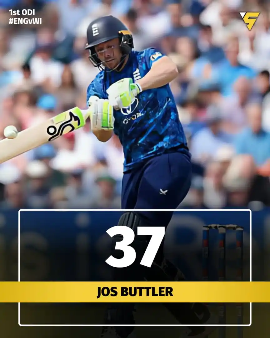 Image from Sportify©️: Jos Buttler adds quickfire 37 ⚡🔥 to the total in the 1st ODI vs West ...