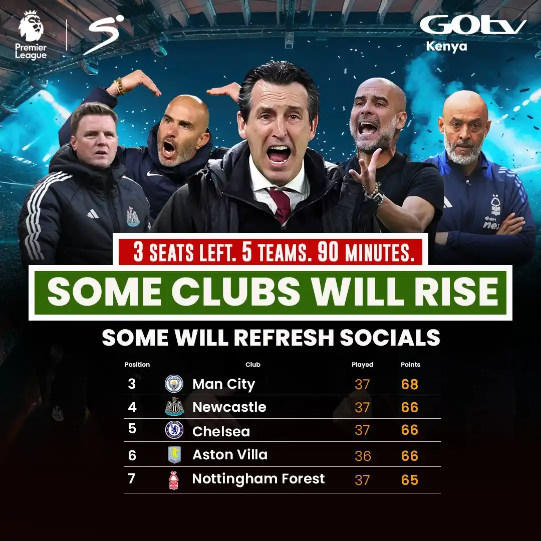 Image from GOtv Kenya: *🚨Just 90 minutes stand between dreams! 3 Champions League spots. 5 t...