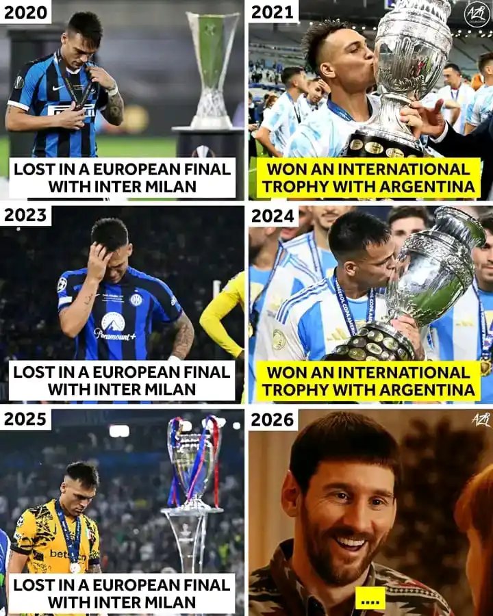 Image from Football Calls: 🚨 Lautaro Martínez has always LIFTED an International Trophy with Arg...