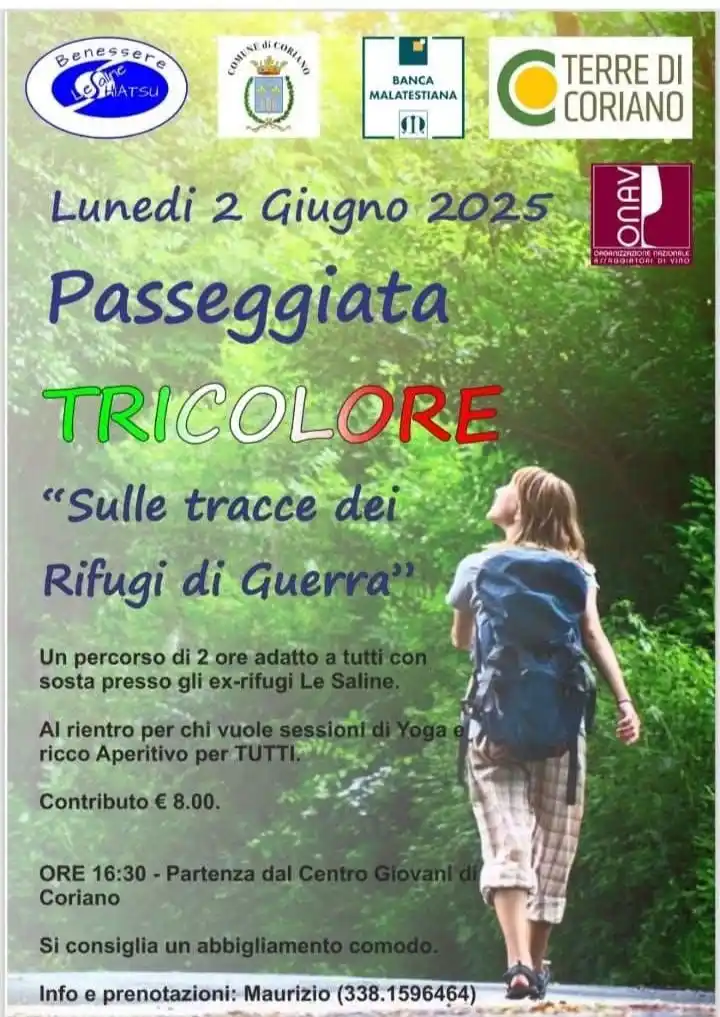 Image from Comune di Coriano: Lunedì 2 giugno 🇮🇹 ore 16.30 Festa della Repubblica Passeggiata tr...