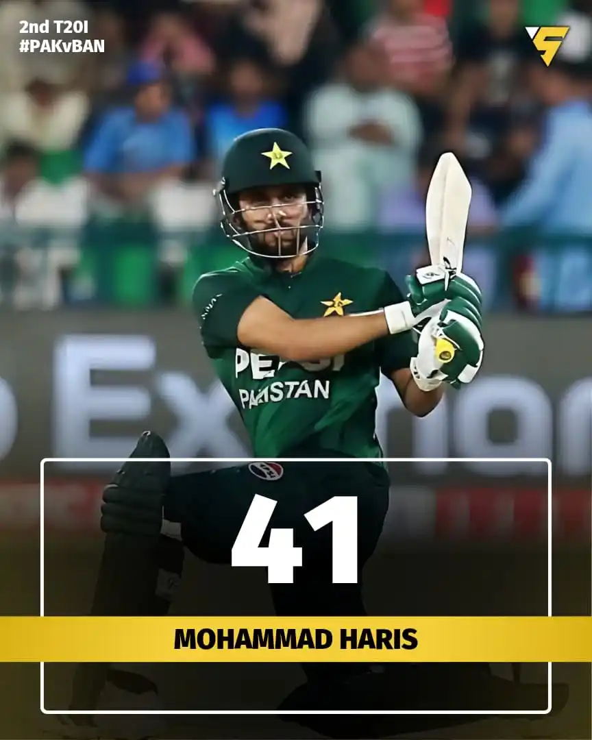 Image from Sportify©️: 💪 Mohammad Haris delivers a fiery 41-run knock against Bangladesh in ...