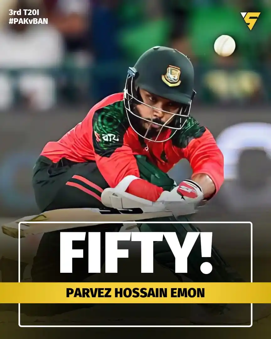 Image from Sportify©️: Parvez Hossain Emon shines bright with a stunning 50 against Pakistan ...