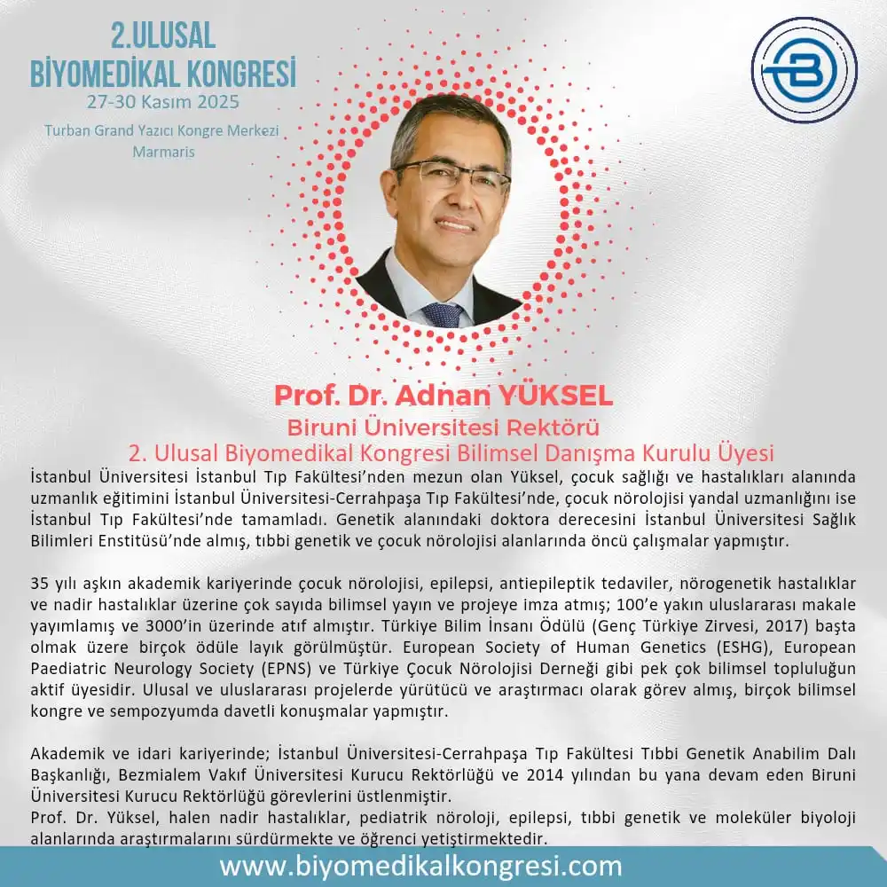 Image from Biyomedikal: Prof. Dr. Adnan Yüksel - 2.Ulusal Biyomedikal Kongresi Bilimsel Danışm...
