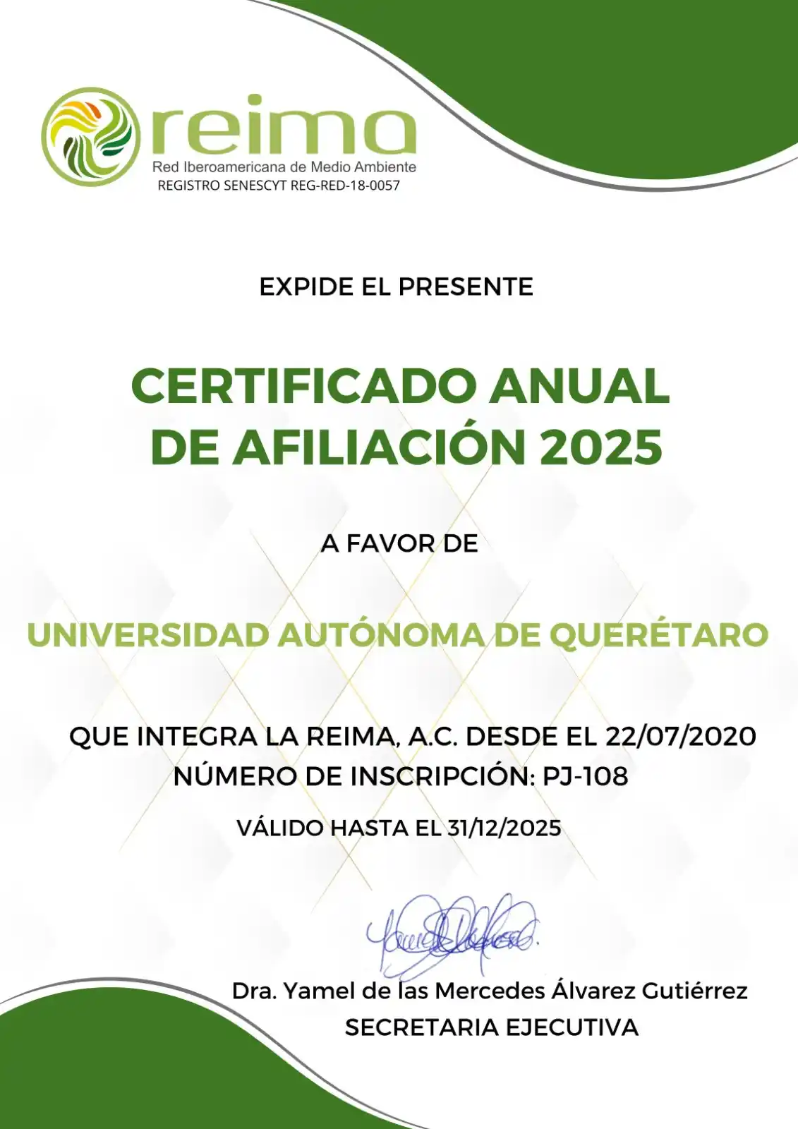Image from Red Iberoamericana de Medio Ambiente (REIMA, A.C.): REIMA, A.C. agradece la contribución económica de la *UNIVERSIDAD AUTÓ...