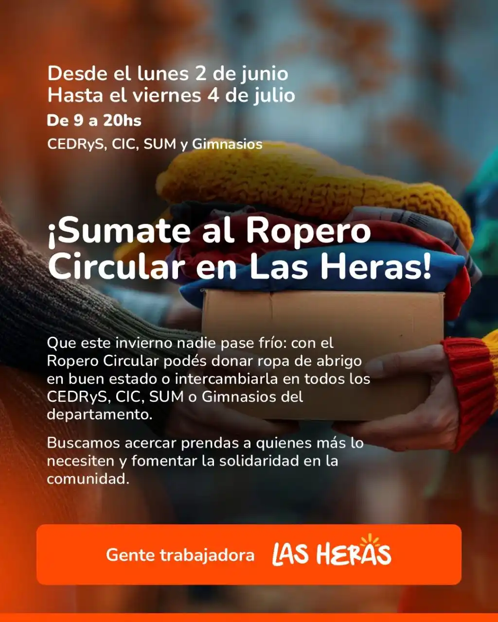 Image from Las Heras 🦺 #GenteTrabajadora: Ropero Circular 🧥 Sumate al Ropero Circular en Las Heras 📅 Del 2 de...
