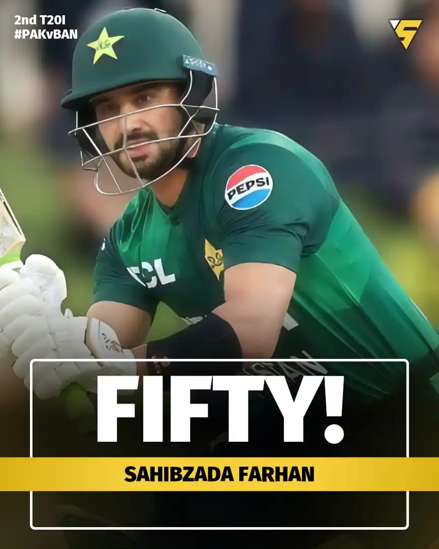 Image from Sportify©️: 🔥 Sahibzada Farhan shines with a solid 50-run knock against Banglades...