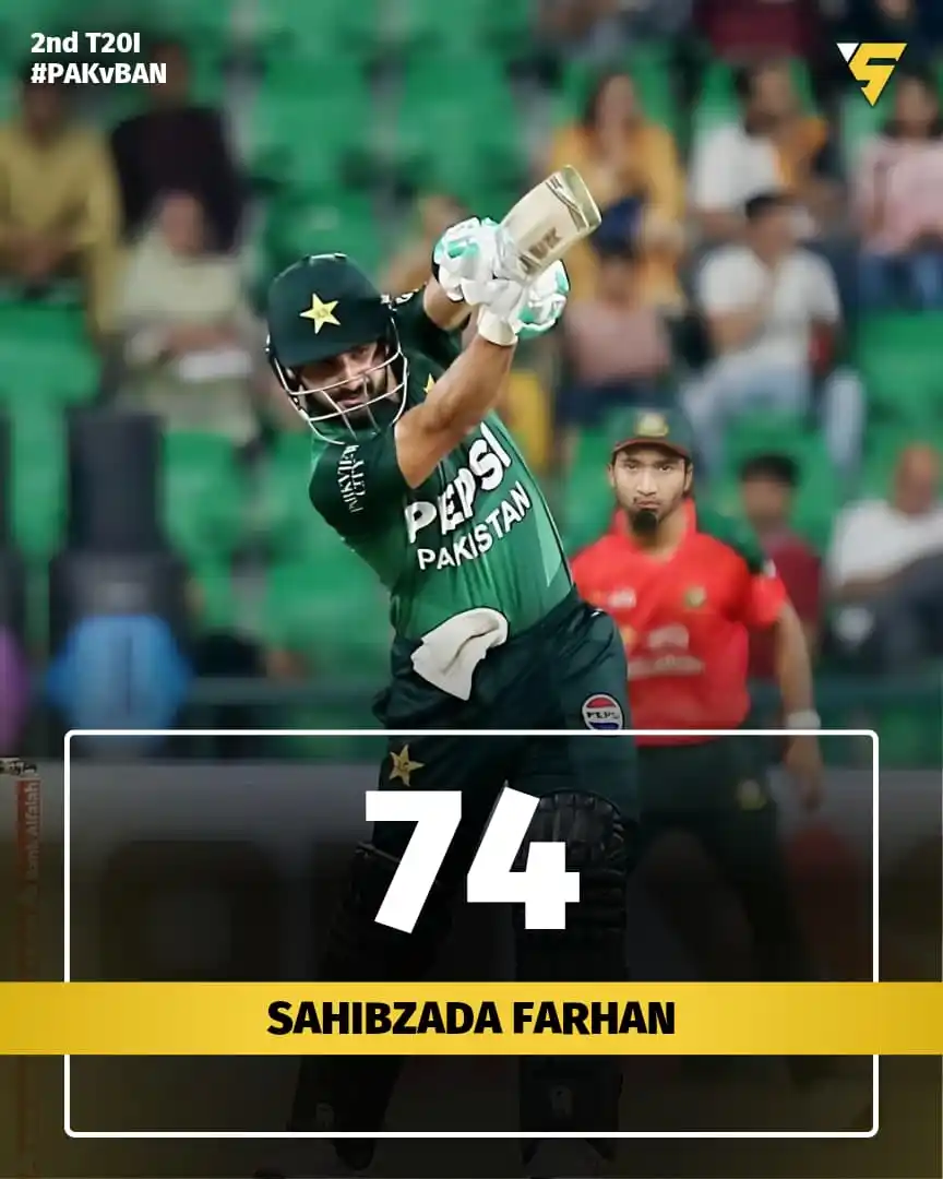 Image from Sportify©️: 🔥 Sahibzada Farhan shines with a solid 74-run knock against Banglades...