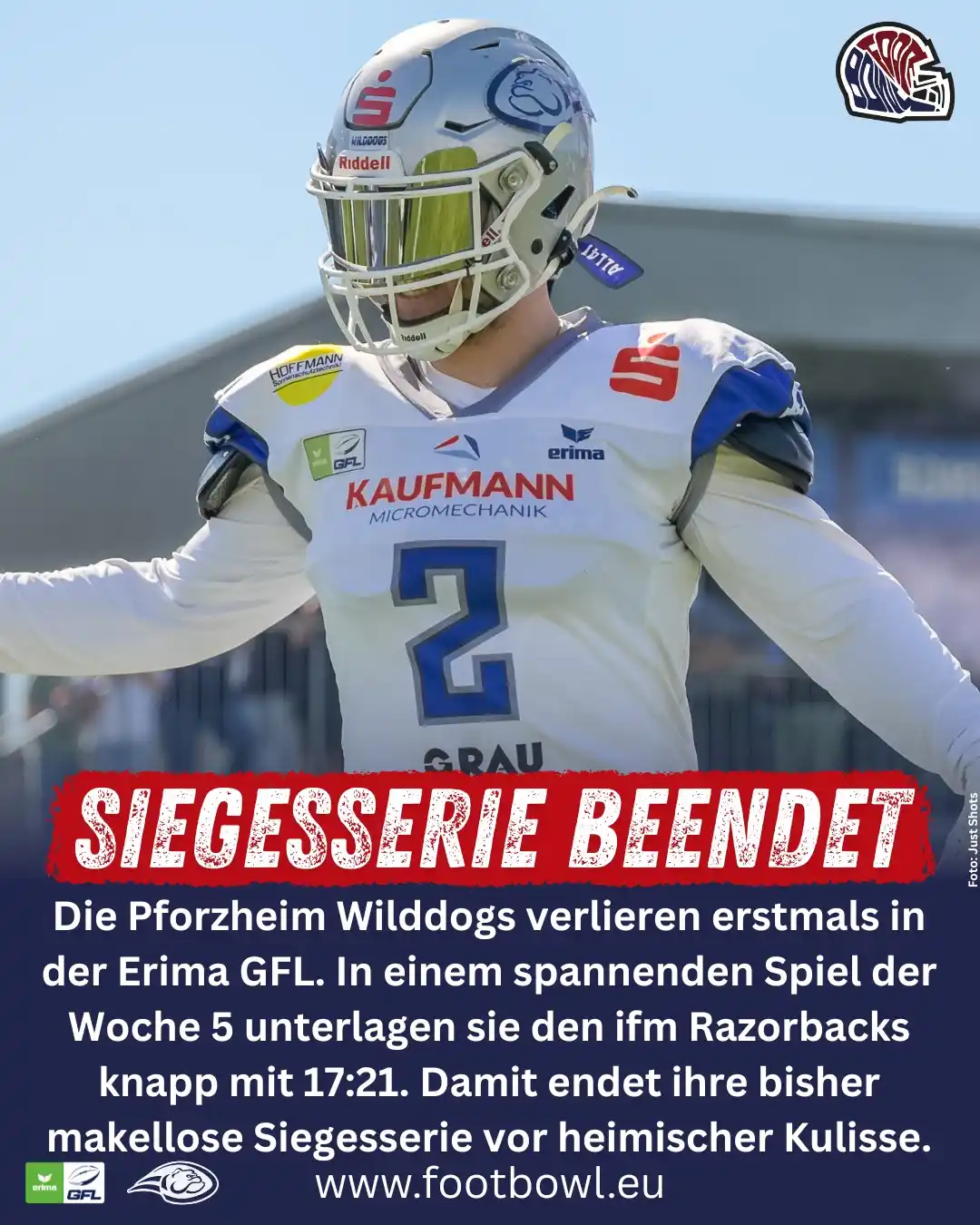 Image from Foot Bowl: ๐ฆ๐ถ๐ฒ๐ด๐ฒ๐๐๐ฒ๐ฟ๐ถ๐ฒ ๐ฏ๐ฒ๐ฒ๐ป๐ฑ๐ฒ๐! Die Pforzheim Wilddogs verlier...