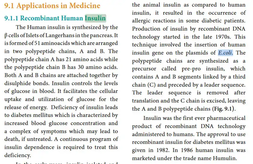 Image from Bio360 NCERT Line By Line 🚀🚀: TN Stateboard Bio-Zoo Ch:9 Applications of Biotech Pg: 148...