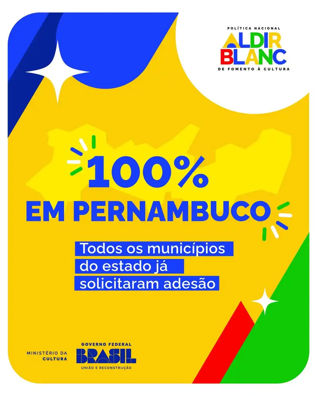 Image from Novidades Política Nacional Aldir Blanc - MinC: *Todos os municípios pernambucanos também enviaram seus planos de ação...