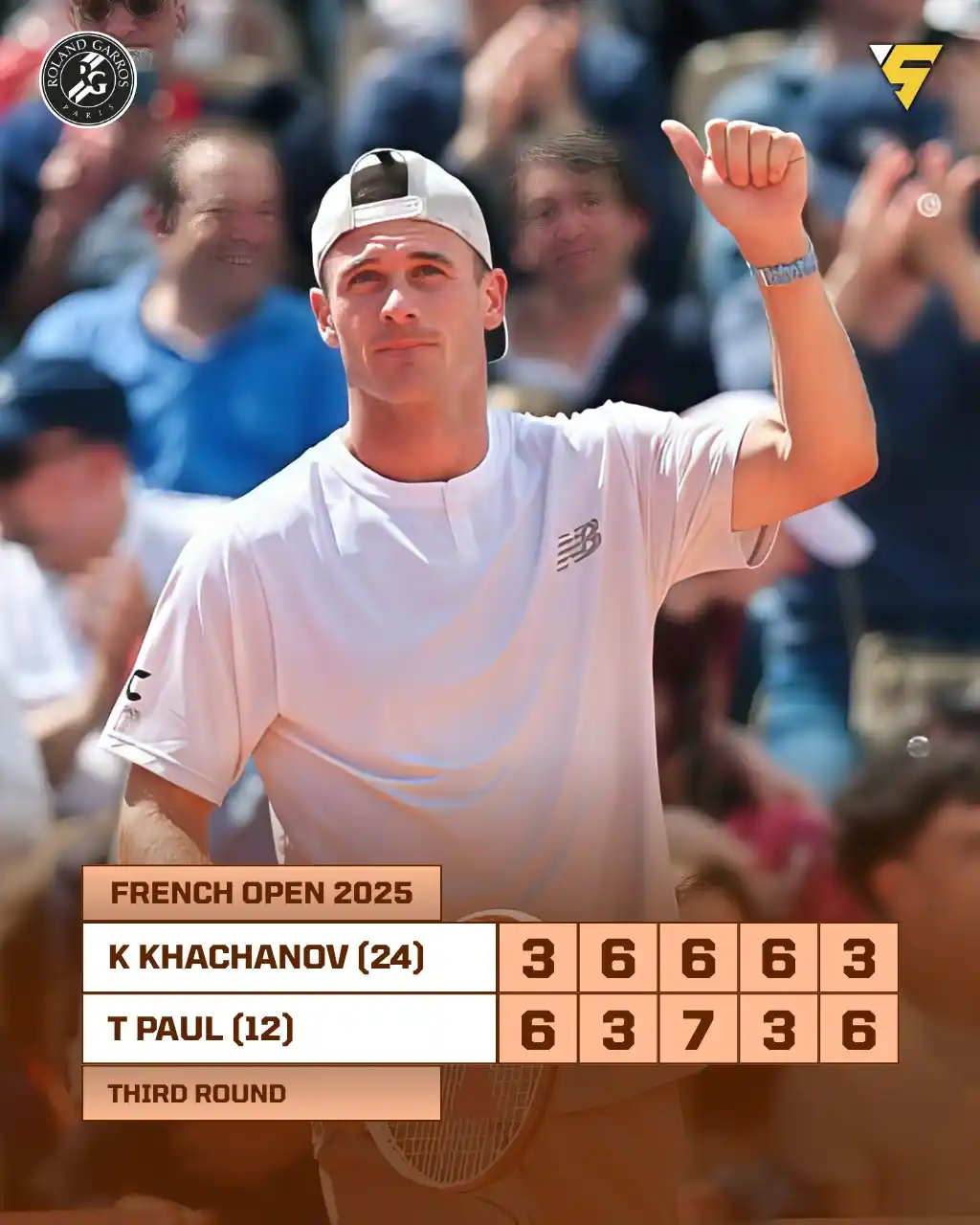 Image from Sportify©️: Tommy Paul (12) digs deep and delivers a 5-set thriller to reach the 4...