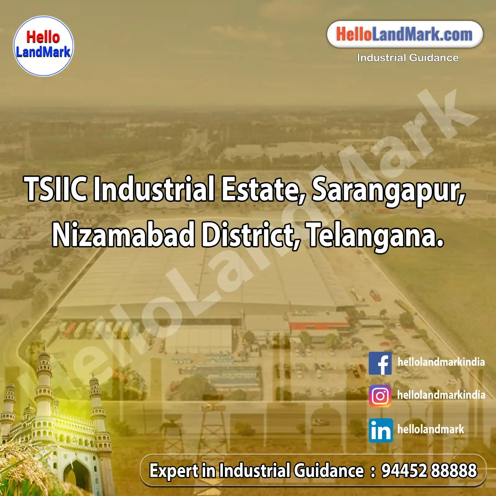 Image from Hello LandMark - Industrial: *TSIIC Industrial Estate, Sarangapur, Nizamabad District, Telangana* ...