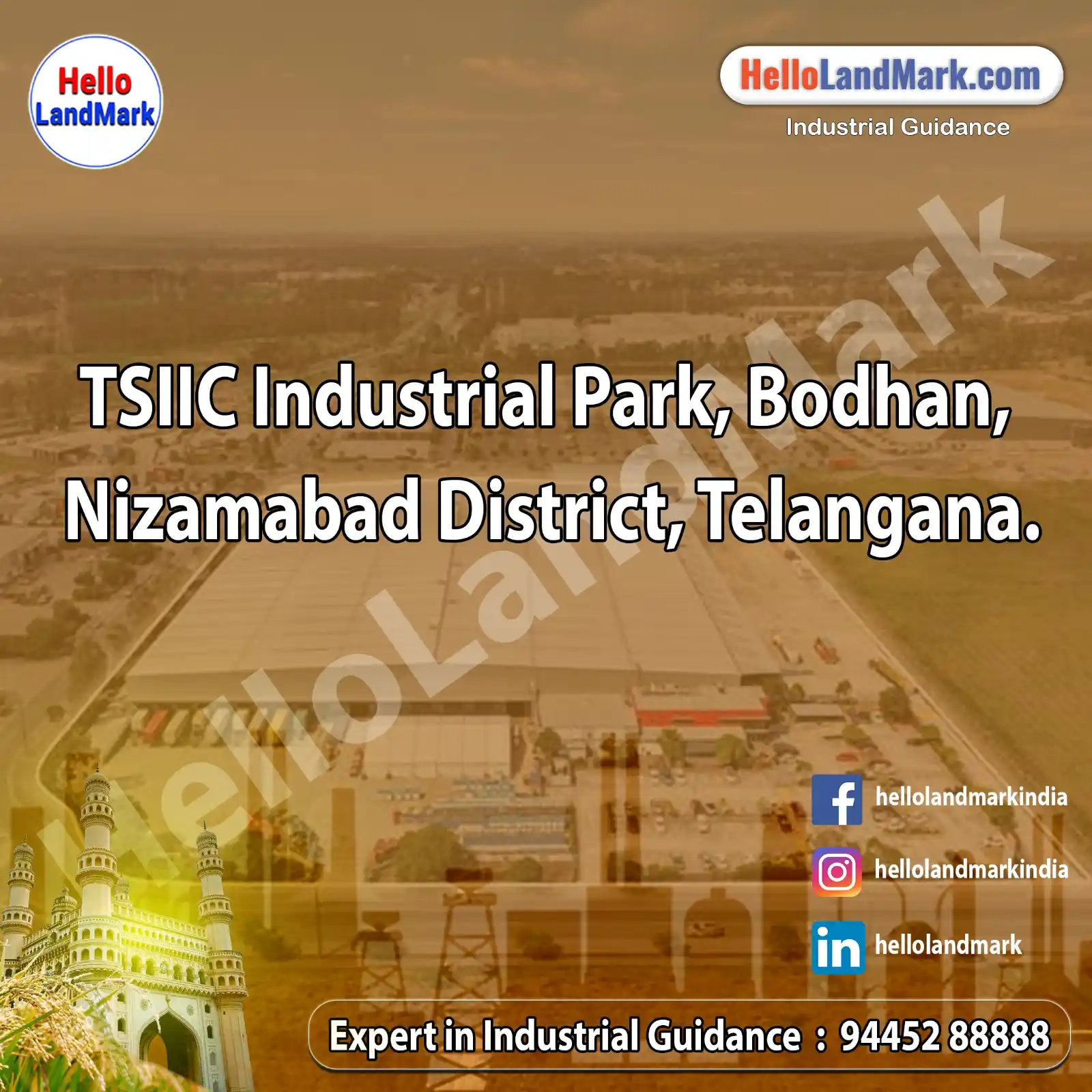 Image from Hello LandMark - Industrial: *TSIIC Industrial Park, Bodhan, Nizamabad District, Telangana* *Intro...