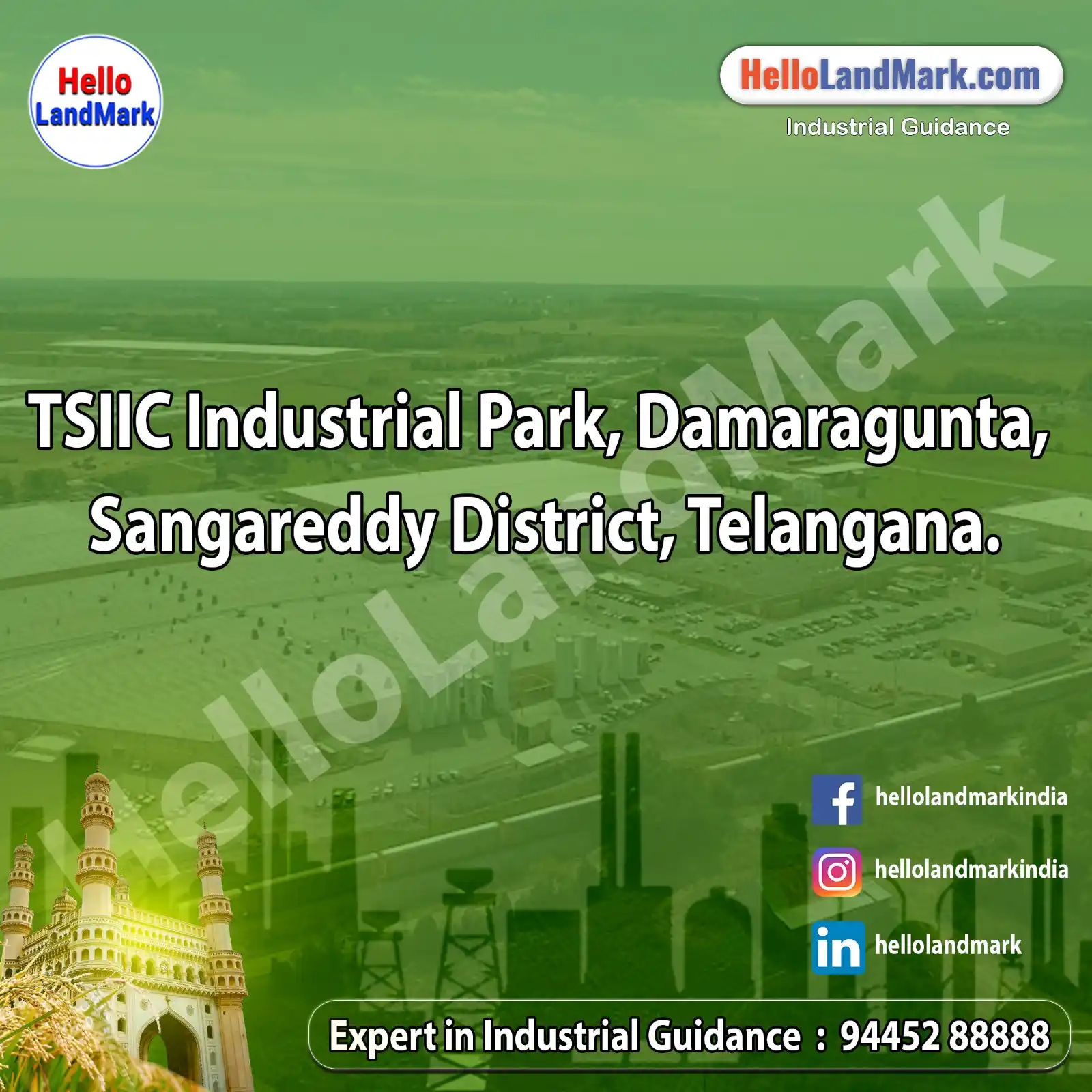 Image from Hello LandMark - Industrial: *TSIIC Industrial Park, Damaragunta, Sangareddy District, Telangana* ...