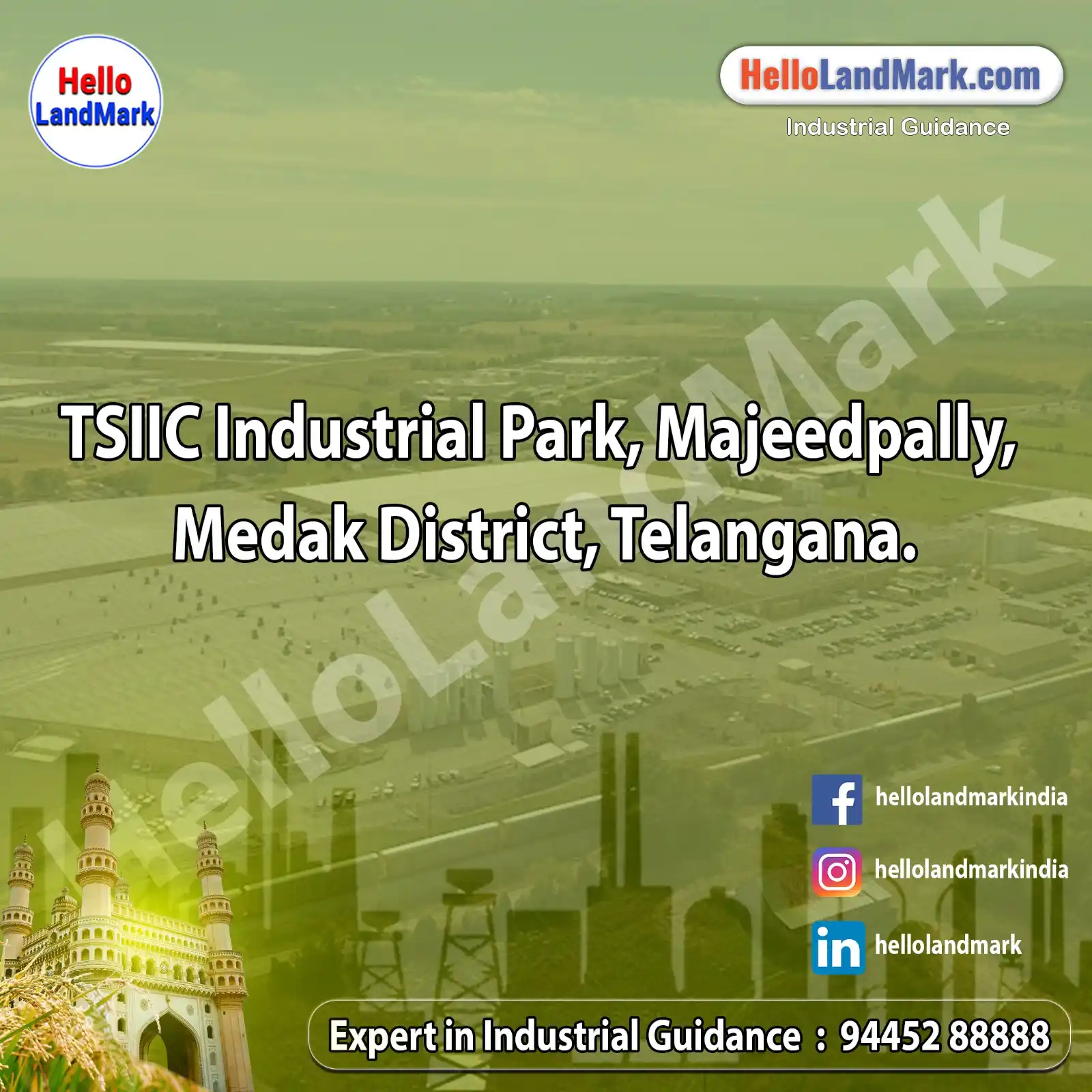 Image from Hello LandMark - Industrial: *TSIIC Industrial Park, Majeedpally, Medak District, Telangana* *Intr...