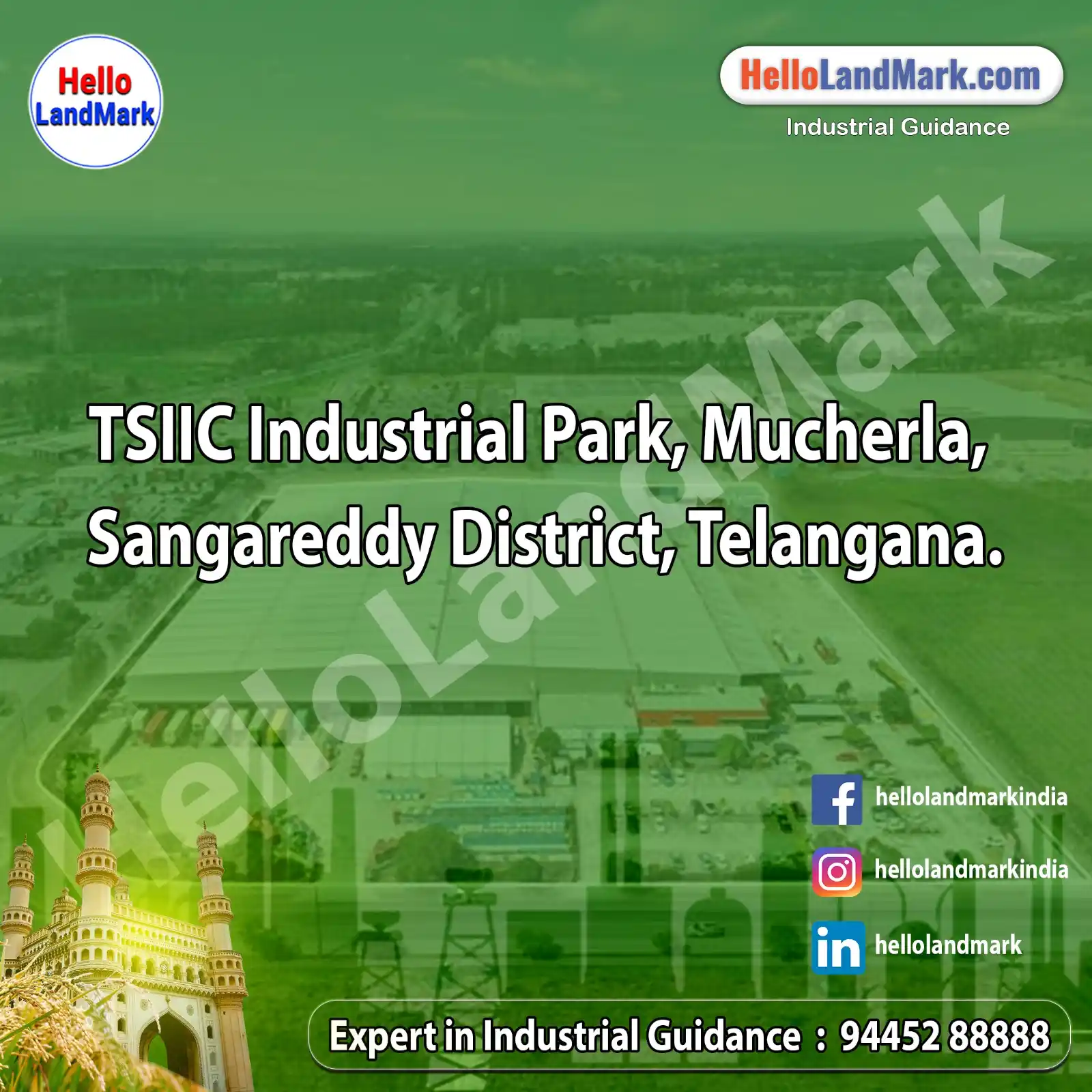 Image from Hello LandMark - Industrial: *TSIIC Industrial Park, Mucherla, Sangareddy District, Telangana* *In...
