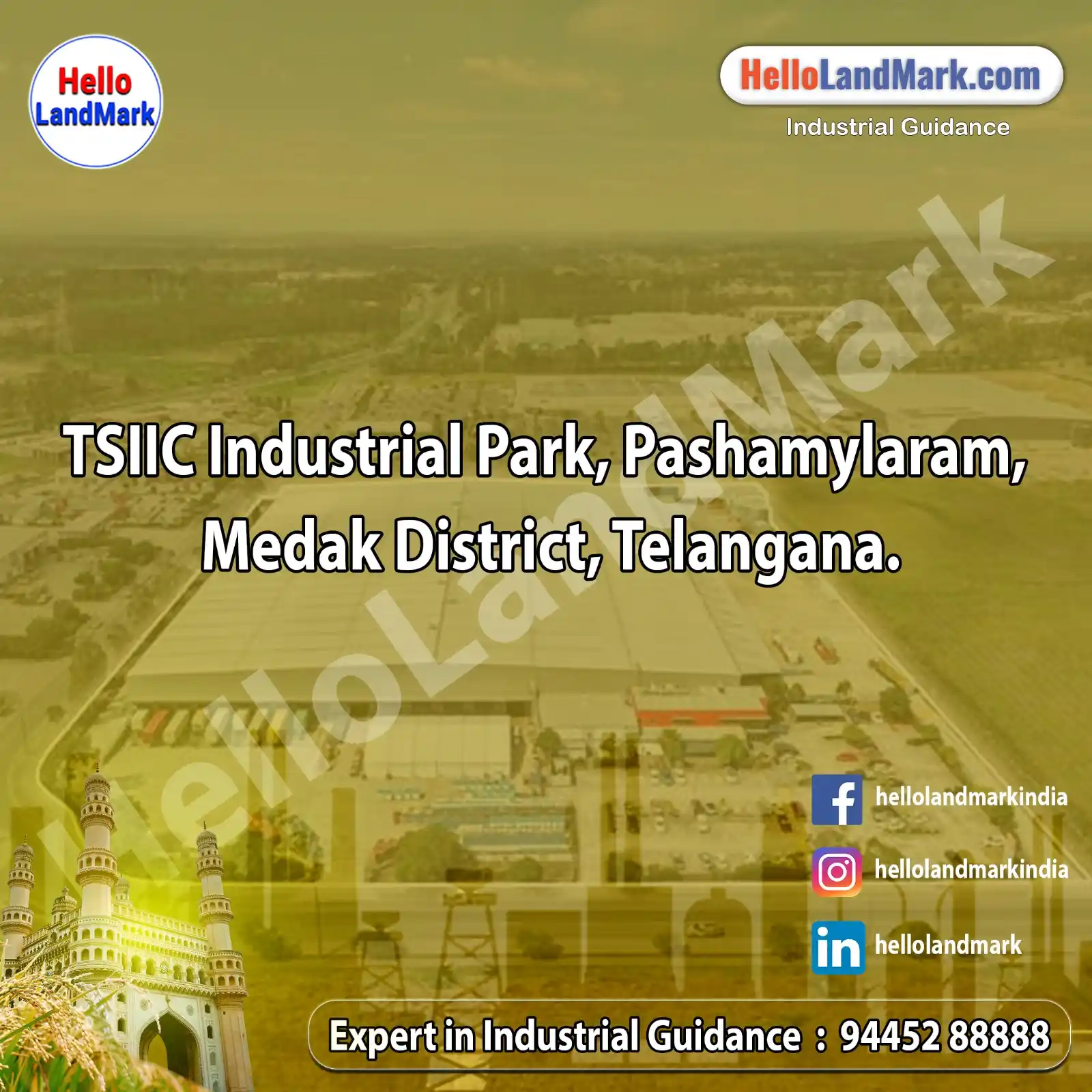 Image from Hello LandMark - Industrial: *TSIIC Industrial Park, Pashamylaram, Medak District, Telangana* *Int...