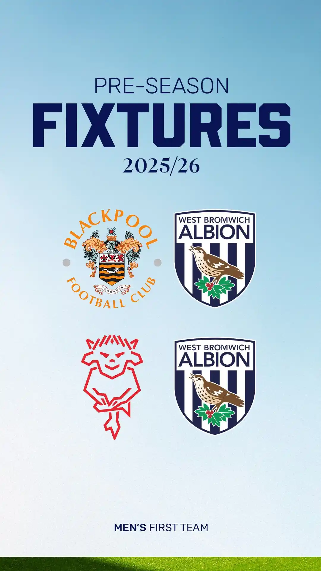 Image from West Bromwich Albion: We’re heading to Blackpool and Lincoln City in July for pre-season fix...