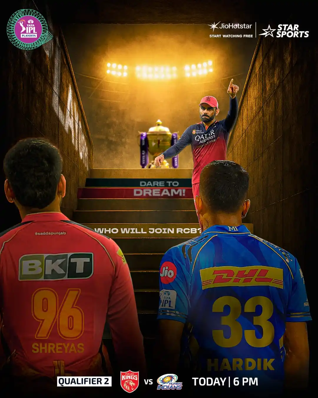 Image from Star Sports India: *2️⃣ Teams. 1️⃣ Place in the Final. * 🏆 Shreyas Iyer led Punjab Kin...