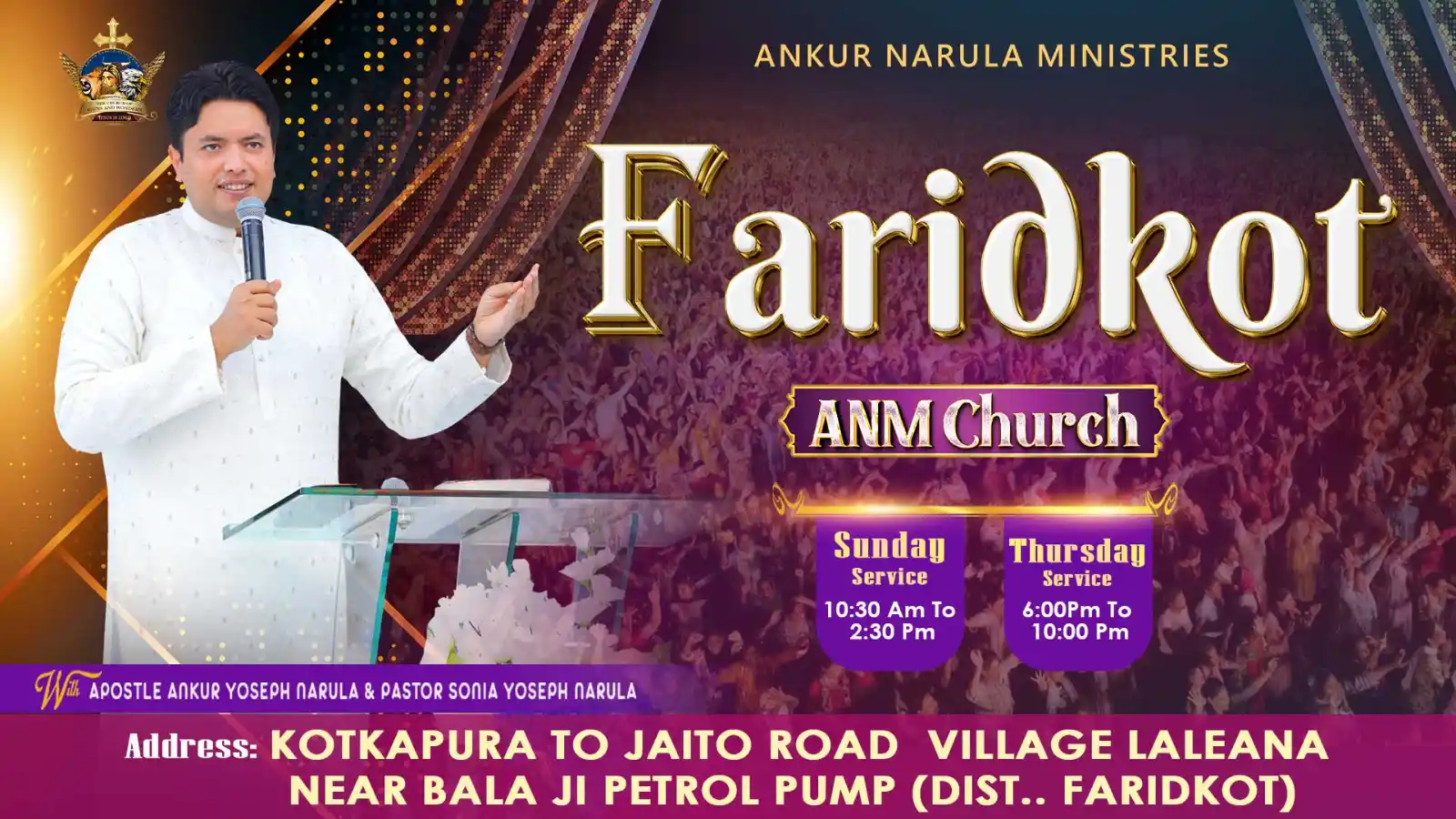 Image from Ankur Narula Ministries (Official): ANM Fardikot Church – Current Location 📍 Location: Kotkapura to Jait...