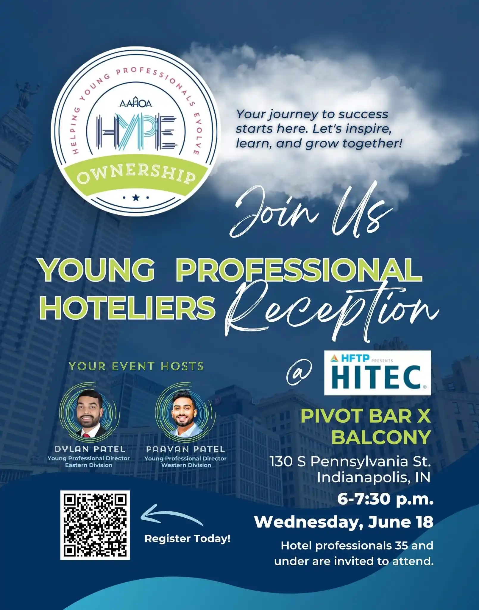 Image from AAHOA Official: Are you heading to Indianapolis for HITEC? Join AAHOA at Pivot Bar and...
