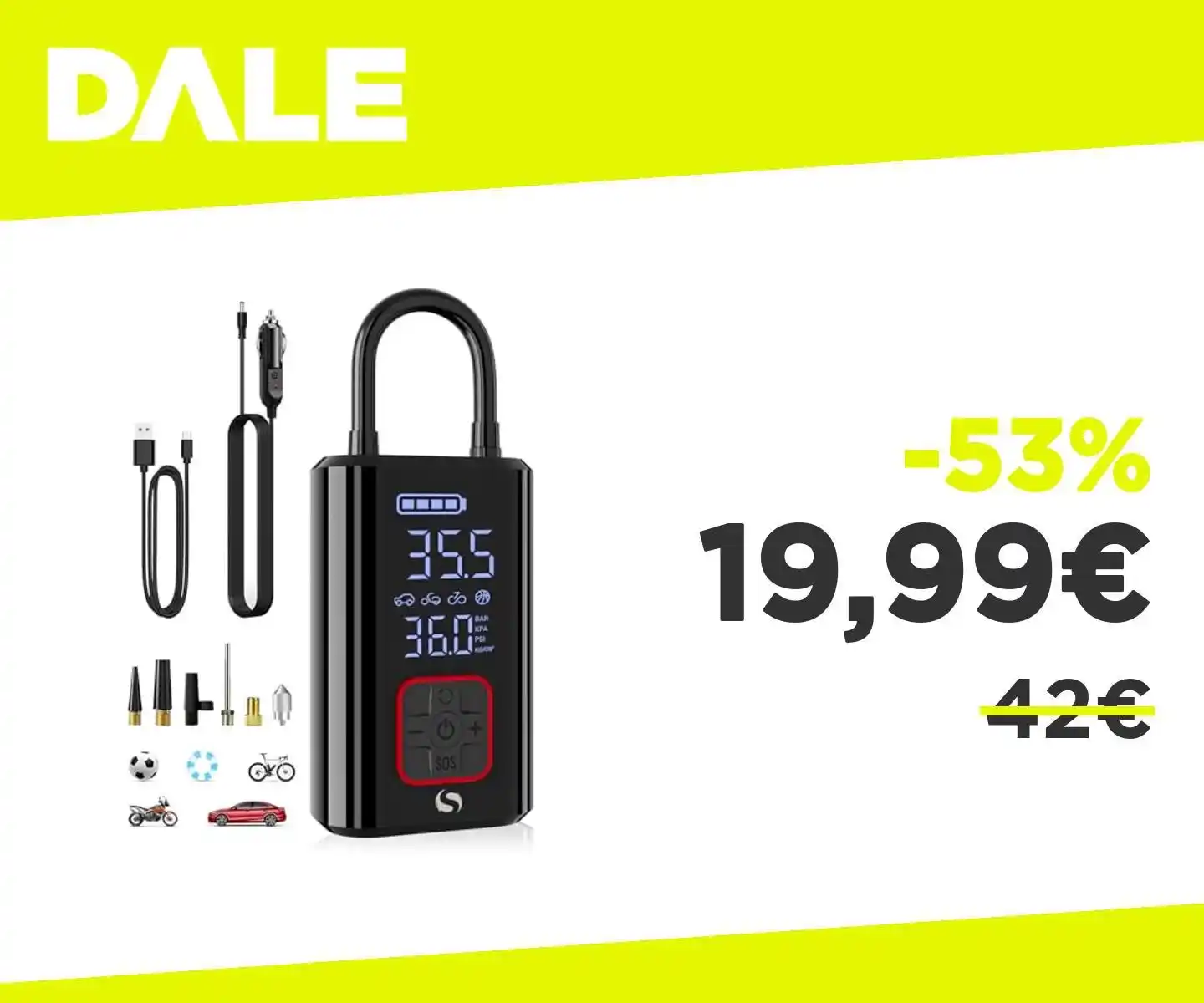 Image from OfferteDale: *Compressore portatile sotto pressione: gonfia in 2 minuti!* 👉🏻 SER...