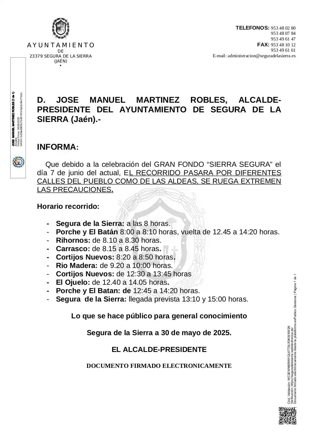 Ayuntamiento de Segura de la Sierra post