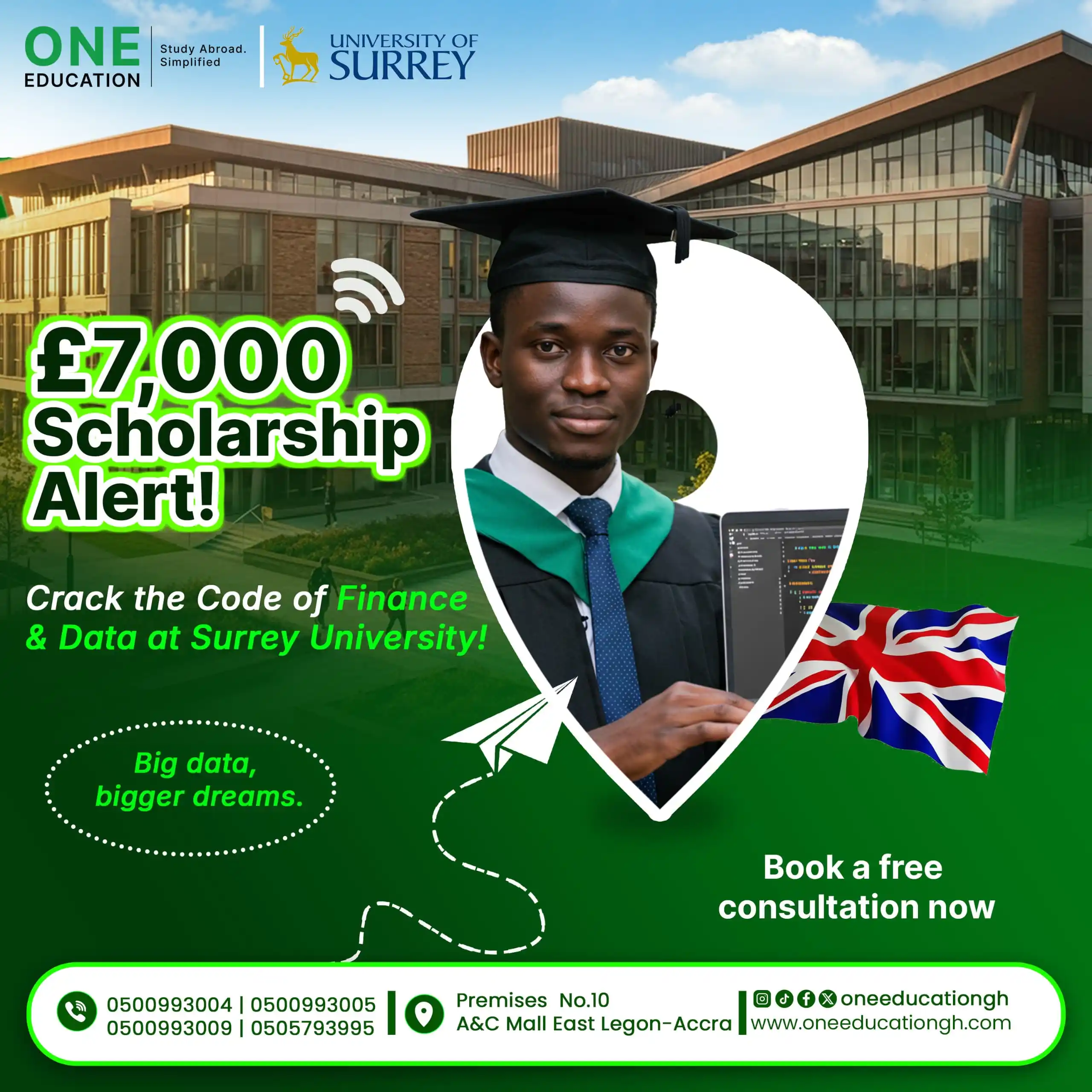 Image from STUDY ABROAD with ONE EDUCATION GHANA - East Legon: 🎓 Ghana, Africa — Your Future in *Data* Starts NOW! Dreaming of a hi...