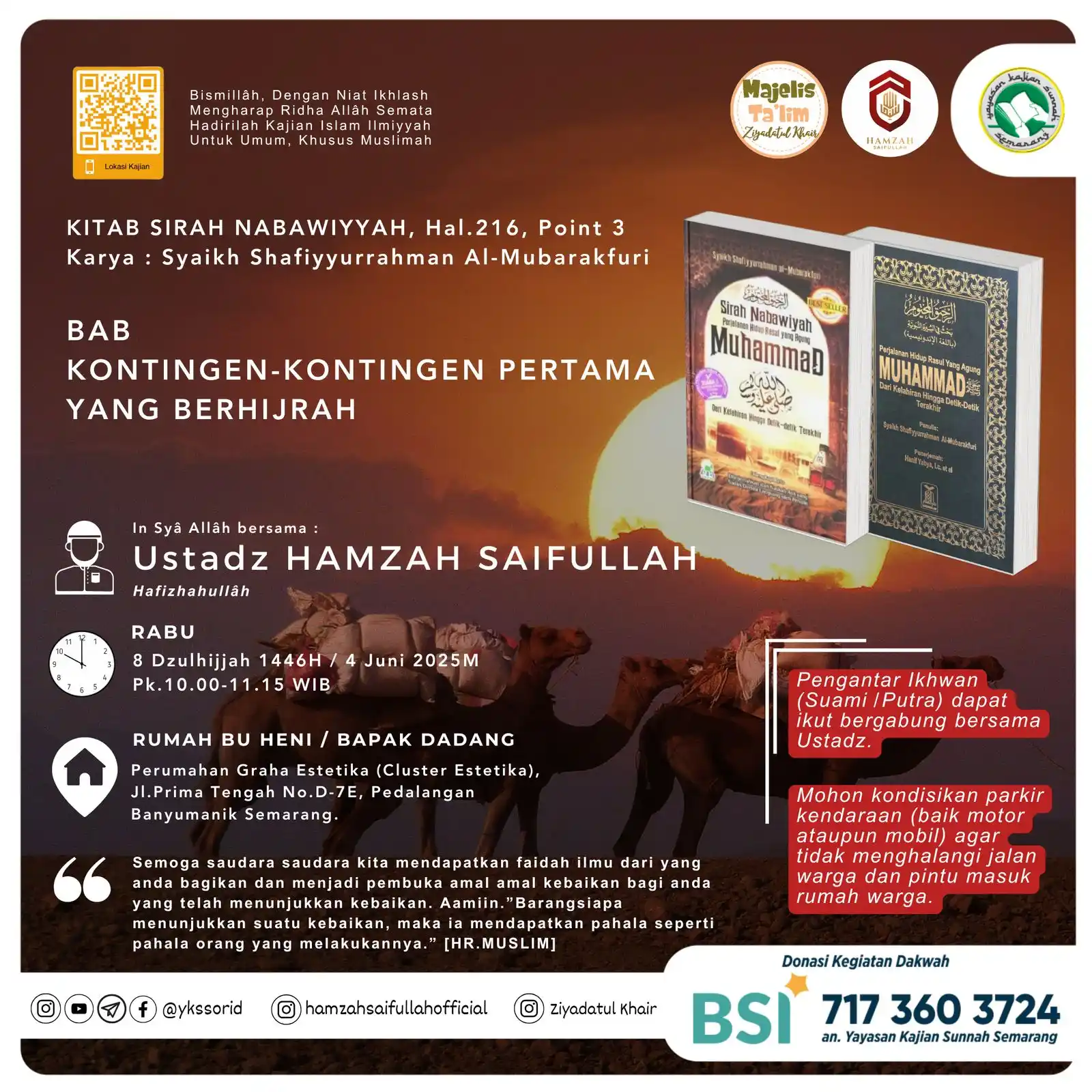 Image from Yayasan Kajian Sunnah Semarang: ╔═══ ≪⫷ • 🕌 • ⫸≫ ═══╗ *HADIRILAH KAJIAN* *MT ZIYADATUL KH...
