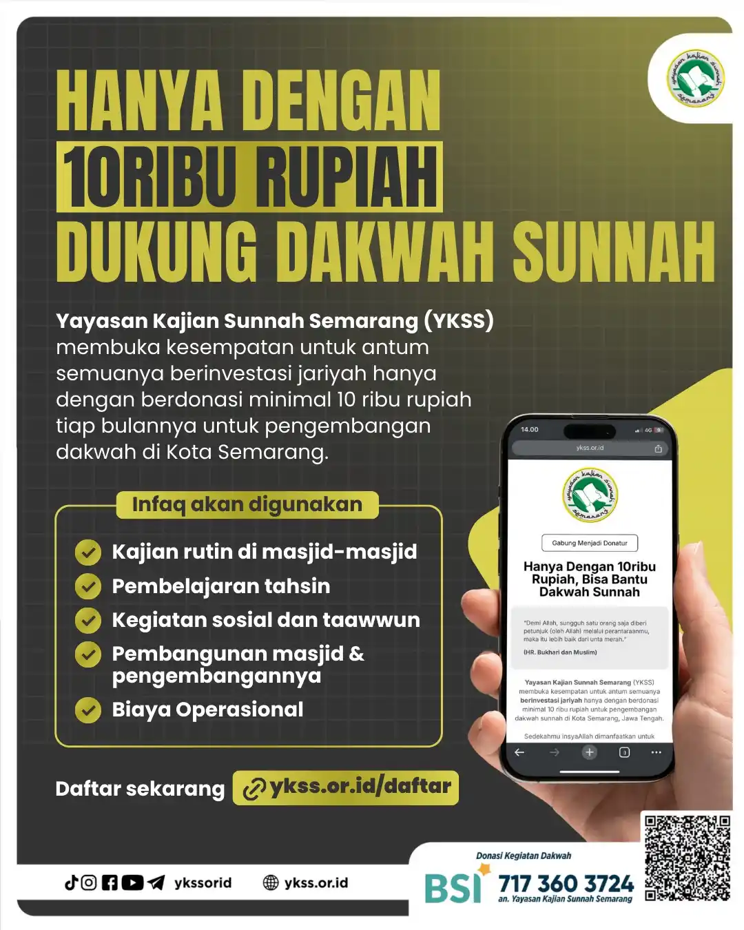 Image from Yayasan Kajian Sunnah Semarang: *HANYA DENGAN 10RIBU RUPIAH, BISA BANTU DAKWAH SUNNAH* Yayasan Kajian...