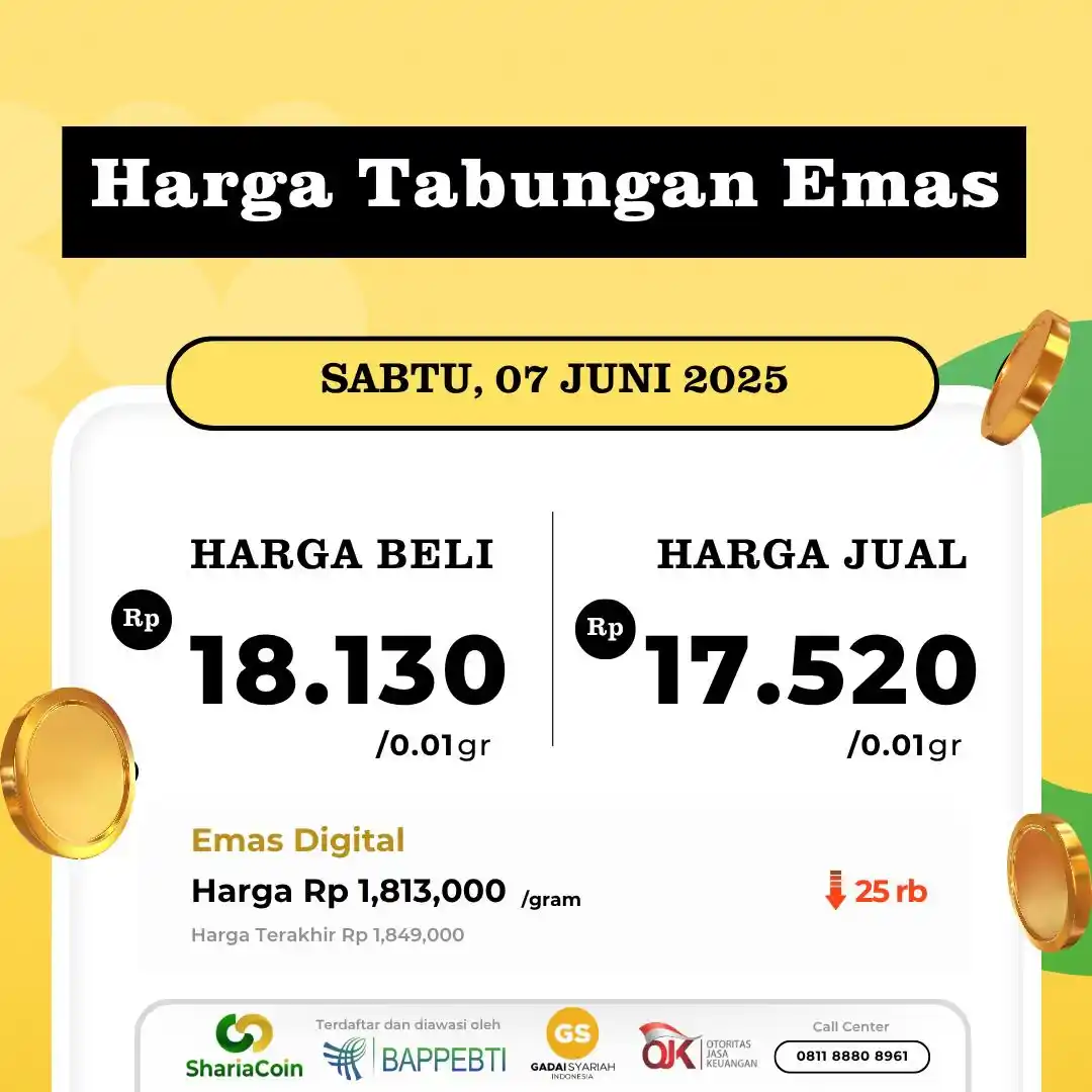 Image from ShariaCoin Tabungan Emas: ✨ Harga Tabungan Emas Hari Ini ✨ Sabtu, 07 Juni 2025 Sekarang waktu ...