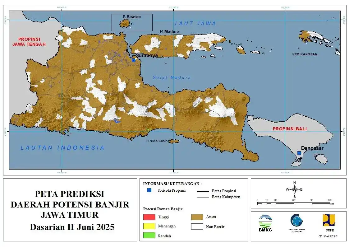 Image from BMKG Jatim: ( Prediksi - Dasarian ) Daerah Potensi Banjir di Provinsi Jawa Timur u...