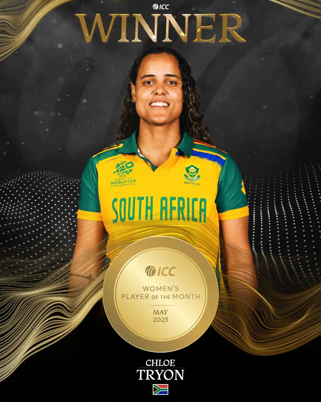 Image from ICC: Proteas’ dynamic all-rounder Chloe Tryon has received her maiden ICC W...