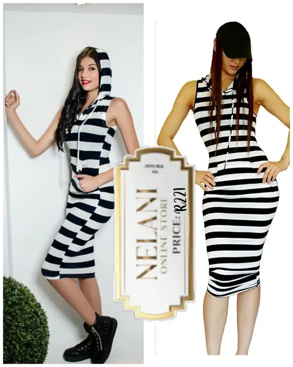 Image from Nelani Online Store: Stripped hoody dress with pockets R221 in size M-2XL stock is R201...