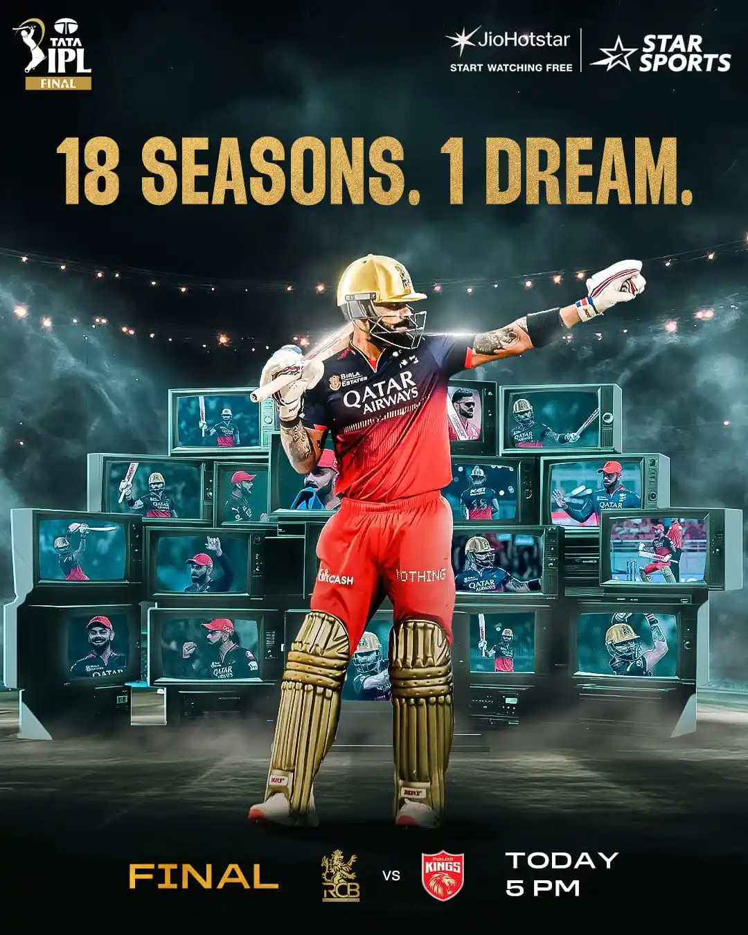 Image from Star Sports India: *THE FINAL COUNTDOWN!* ⏳ 18 years. One dream. Because <a class="text-...